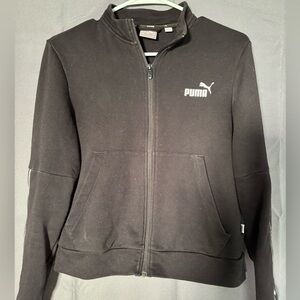 Puma Black Full Zip Track Jacket Logo Sleeve Women’s Small